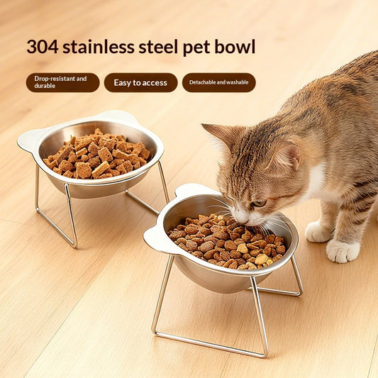 Comedero Doble de Acero Inoxidable 304 para Mascotas